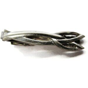 1 1/2" Couple/Father Knot Lock Vintage Neck Tie Clip Silver Tone Love Promise